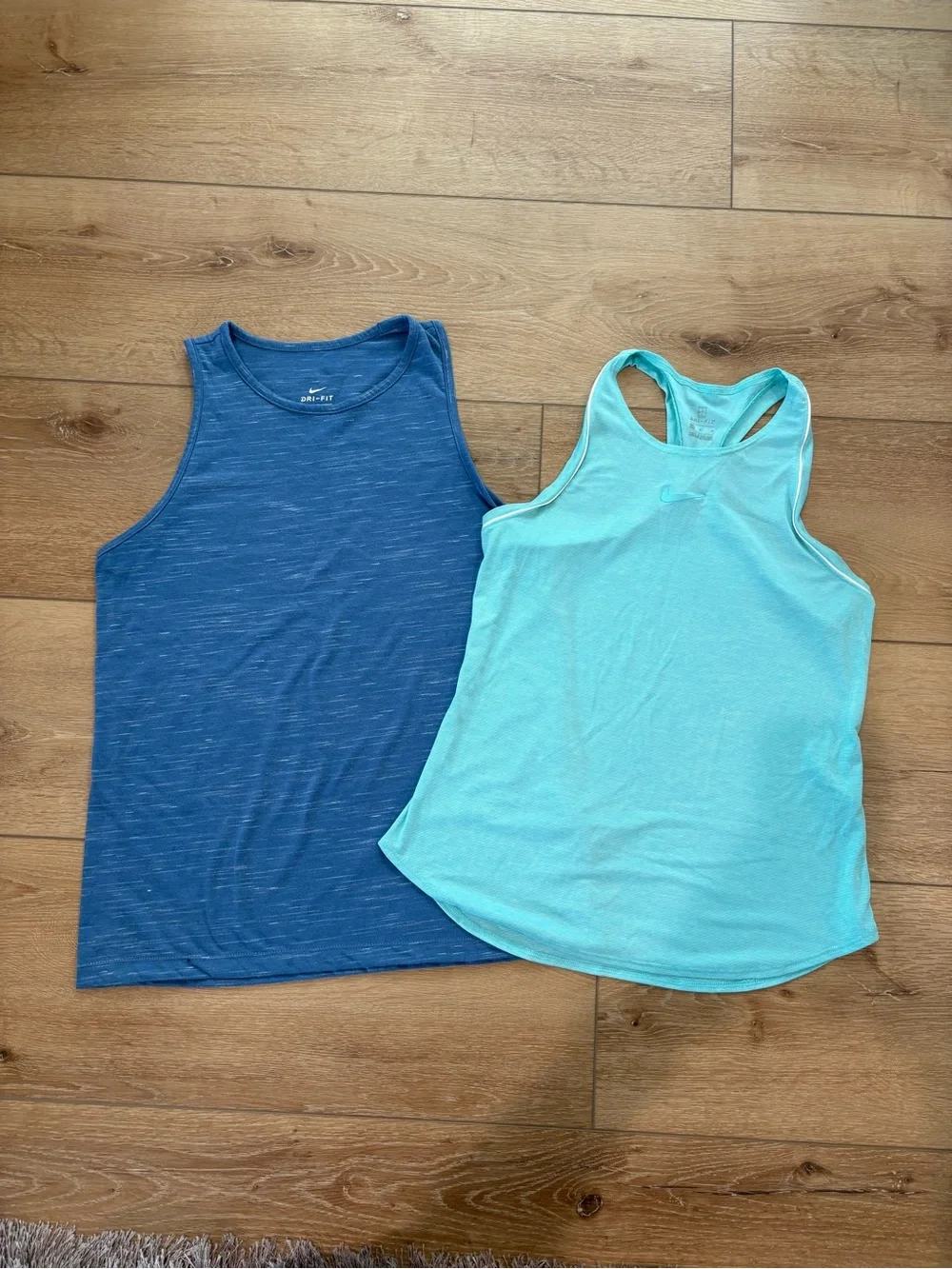 Nike Dri-Fit Women's Blue and Aqua Tank Tops Duo